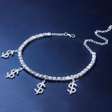 Rhinestone US Dollar Pendant Charms Anklet Foot Chain Jewelry