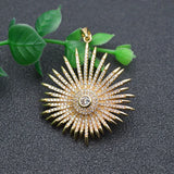Sun Shape Pave CZ Zircon Beads Pendant Necklace DIY Parts 3pc