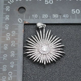 Sun Shape Pave CZ Zircon Beads Pendant Necklace DIY Parts 3pc