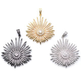 Sun Shape Pave CZ Zircon Beads Pendant Necklace DIY Parts 3pc