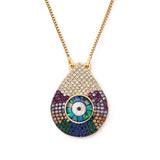 Drop Shape Evil Eye Crystal Pendant Necklace Copper Zircon Lucky Jewelry