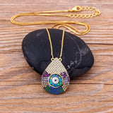 Drop Shape Evil Eye Crystal Pendant Necklace Copper Zircon Lucky Jewelry