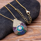 Drop Shape Evil Eye Crystal Pendant Necklace Copper Zircon Lucky Jewelry