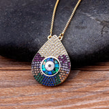 Drop Shape Evil Eye Crystal Pendant Necklace Copper Zircon Lucky Jewelry