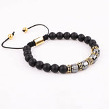 Men Bracelet Hematite CZ Micro Pave Tube Friendship Macrame Adjustable