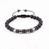 Men Bracelet Hematite CZ Micro Pave Tube Friendship Macrame Adjustable
