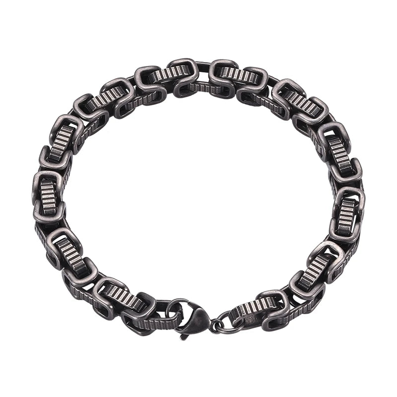 Square Stainless Steel Link Chain Bracelet Punk Hiphop Wrist Jewelry