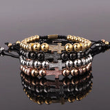 Men's CZ Micro Pave Cross Charm Beads Bracelet