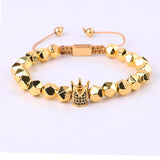Men's Hematite Bead Bracelet with CZ Pave Crown Design