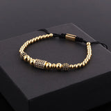 Men Stainless Steel Beaded CZ Pave Macrame Bracelet