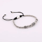Men Stainless Steel Beaded CZ Pave Macrame Bracelet