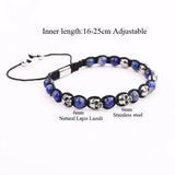 Men's Skull Charm Stone Bracelet - Titanium Steel