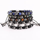 Men's Skull Charm Stone Bracelet - Titanium Steel