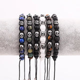 Men's Skull Charm Stone Bracelet - Titanium Steel