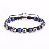 Men's Skull Charm Stone Bracelet - Titanium Steel