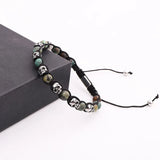 Men's Skull Charm Stone Bracelet - Titanium Steel
