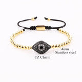 Men's Stainless Steel Eye Charm Macrame Bracelet