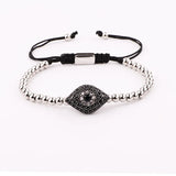 Men's Stainless Steel Eye Charm Macrame Bracelet