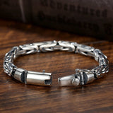 Men Silver Bracelet Round Chain Body Peace Pattern Woven Couple Bracelet