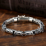 Men Silver Bracelet Round Chain Body Peace Pattern Woven Couple Bracelet