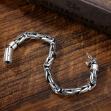 Men Silver Bracelet Round Chain Body Peace Pattern Woven Couple Bracelet