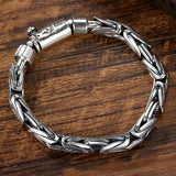 Men Silver Bracelet Round Chain Body Peace Pattern Woven Couple Bracelet