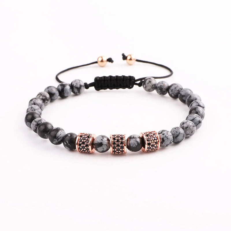 Men Women Natural Stone Snowflake Bracelet