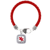 AIDS/HIV Ribbon Pendant Red Leather Bracelets