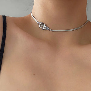 Metal Belt Buckle Chokers Necklace for Women