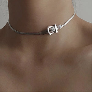 Metal Belt Buckle Chokers Necklace for Women