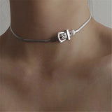 Metal Belt Buckle Chokers Necklace for Women