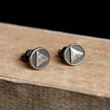 925 Silver Record Stud Earrings Unisex Hip Hop Rock Jewelry
