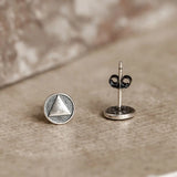 925 Silver Record Stud Earrings Unisex Hip Hop Rock Jewelry