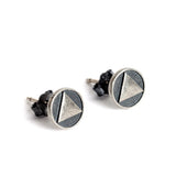 925 Silver Record Stud Earrings Unisex Hip Hop Rock Jewelry