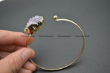 Drusy Amethyst Quartz Bangle Cuff Bracelets