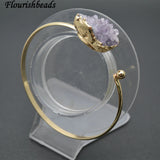 Drusy Amethyst Quartz Bangle Cuff Bracelets