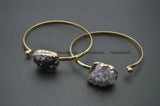 Drusy Amethyst Quartz Bangle Cuff Bracelets