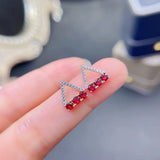 Garnet Stud Earrings 3*3mm 925 Silver Fashion Jewelry Gift