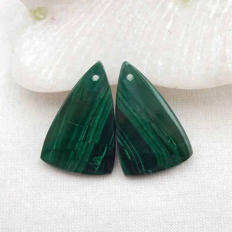 Natural Malachite Gemstone Earring Beads For Women 27x17x4mm
