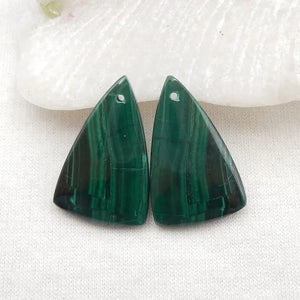 Natural Malachite Gemstone Earring Beads For Women 27x17x4mm
