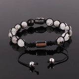 Quartz Stone CZ Pave Charm Buddha Macrame Bracelet