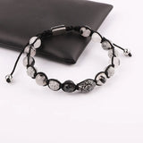 Quartz Stone CZ Pave Charm Buddha Macrame Bracelet