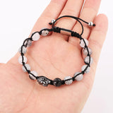 Quartz Stone CZ Pave Charm Buddha Macrame Bracelet