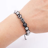 Quartz Stone CZ Pave Charm Buddha Macrame Bracelet