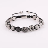 Quartz Stone CZ Pave Charm Buddha Macrame Bracelet