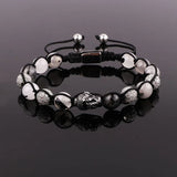 Quartz Stone CZ Pave Charm Buddha Macrame Bracelet