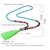 Natural Stone Women Necklace Beads Knotted Tassels Sweater Chain