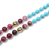 Natural Stone Women Necklace Beads Knotted Tassels Sweater Chain