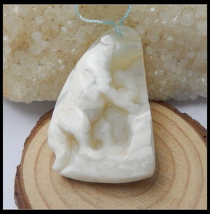 Natural Agate Carving Animal Pendant Bead 53x34x9mm