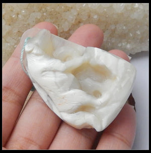 Natural Agate Carving Animal Pendant Bead 53x34x9mm